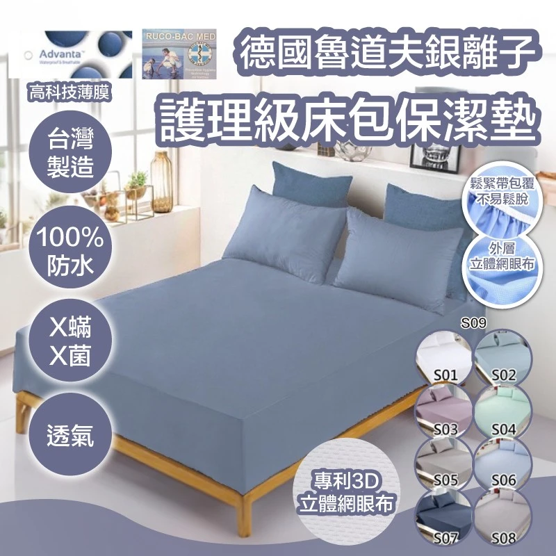 MIT護理級德國魯道夫銀離子抗菌防蟎床包式保潔墊