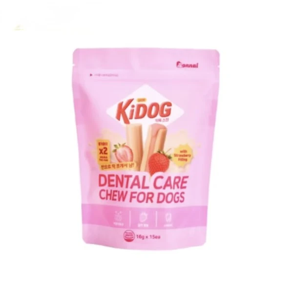 KIDOG 潔牙夾心軟點心-草莓牛奶
