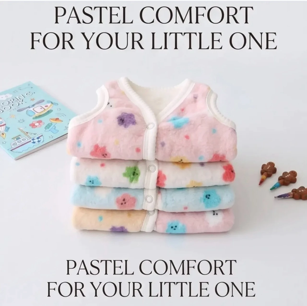 ☁️ 韓國🇰🇷Pastel Comfort 花花絨毛背心