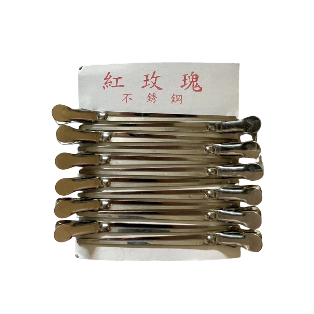 【IU SHOP】紅玫瑰不鏽鋼白鐵髮夾 1／12入