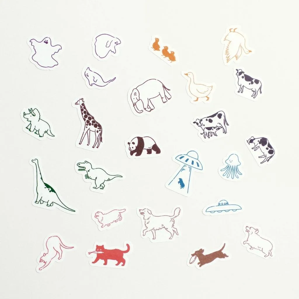 EL COMMUN｜AH LA LA動物圖樣片狀貼紙包