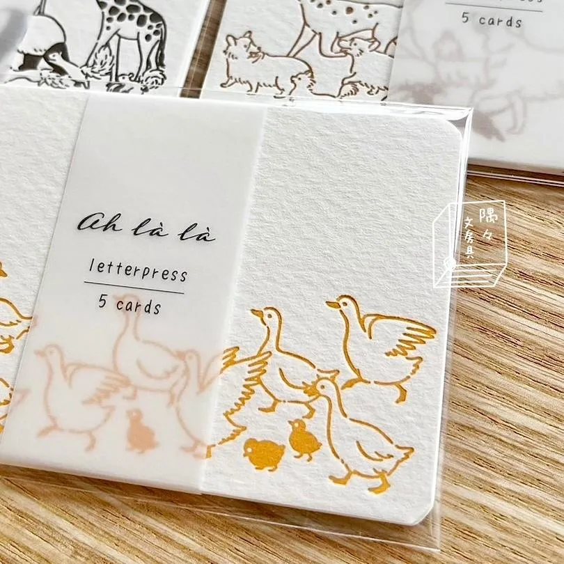 EL COMMUN｜AH LA LA動物圖樣活版印刷質感小卡