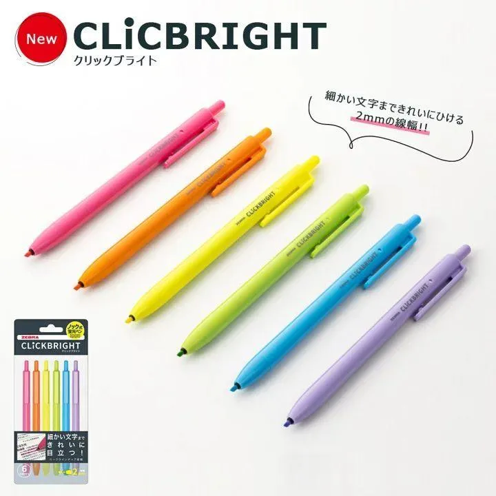 Zebra｜CLICKBRIGHT細字螢光筆6色組