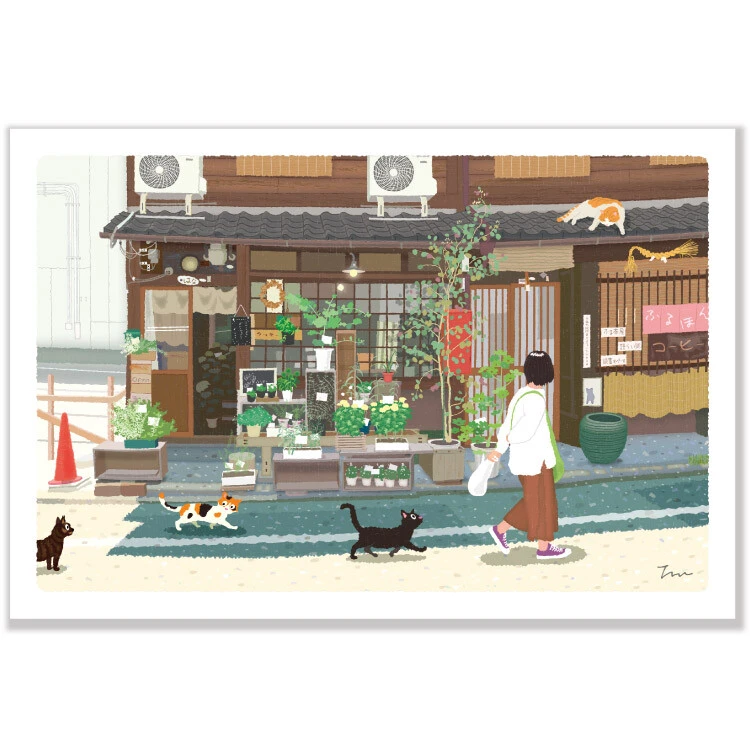 Active Corporation｜四季黑貓夏季明信片(田野間)