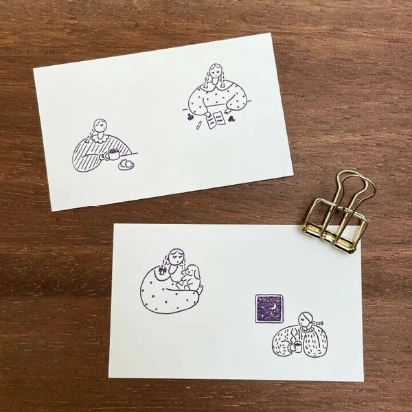 Stamp Marche｜マールちゃん插畫女孩印章（正方形）