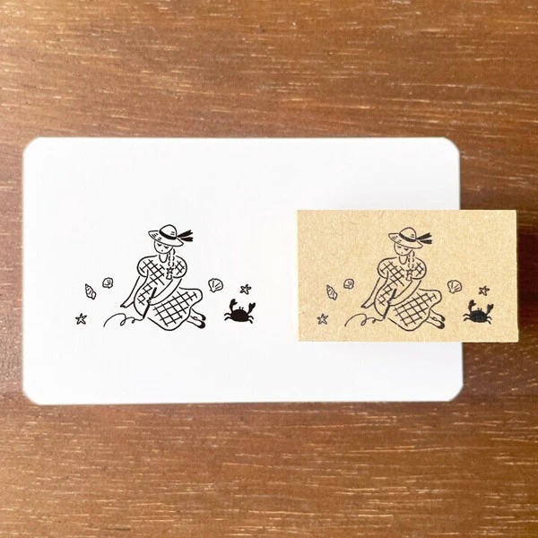 Stamp Marche｜マールちゃん女孩印章-沙灘畫畫