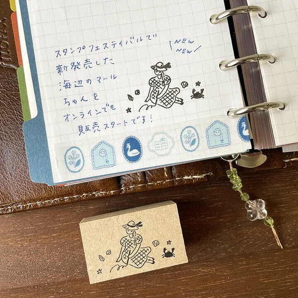 Stamp Marche｜マールちゃん女孩印章-沙灘畫畫
