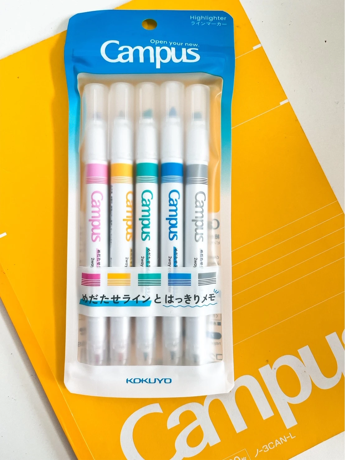 KOKUYO｜Campus 限定款粗細兩用螢光筆五入