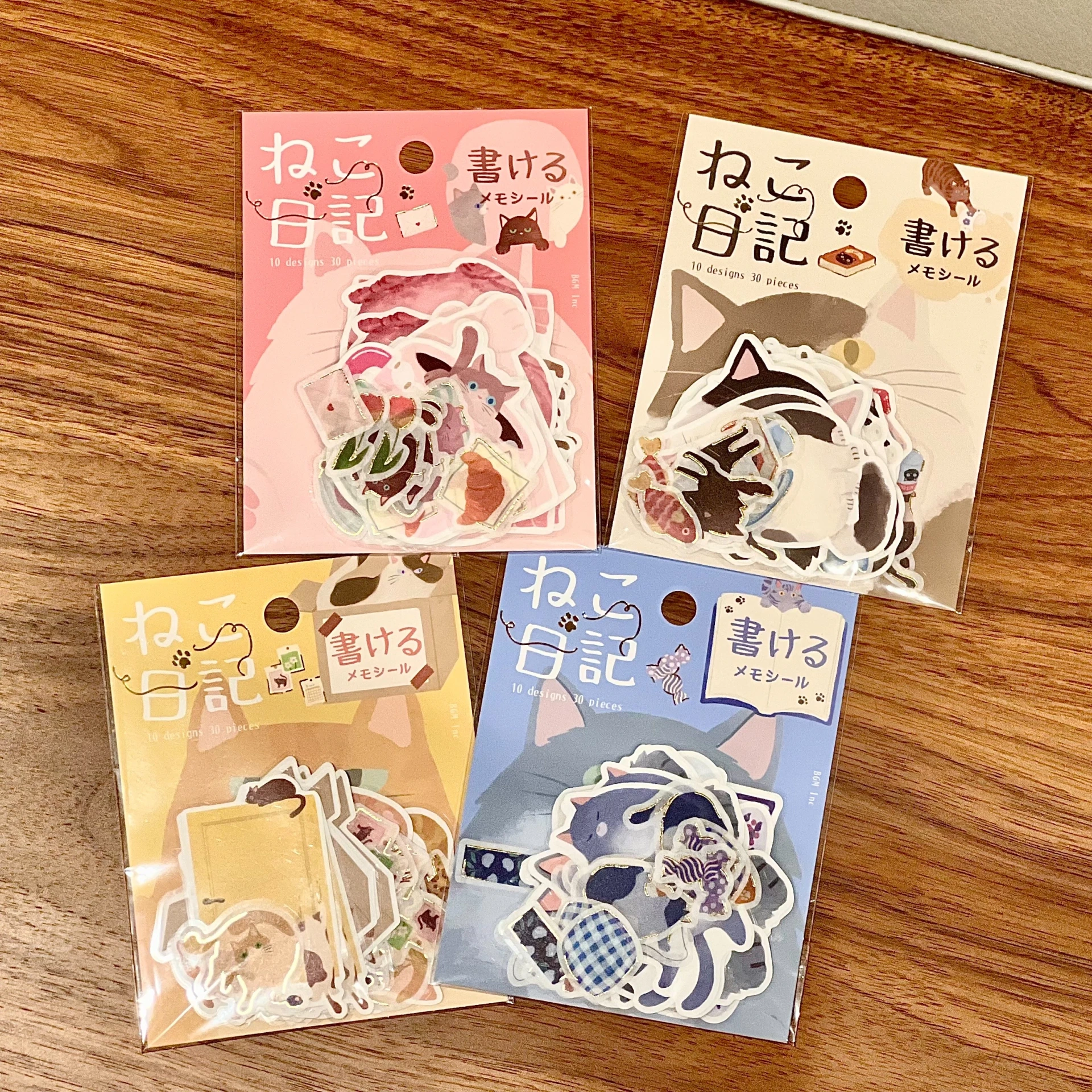 BGM｜貓咪日記可書寫綜合片狀貼紙