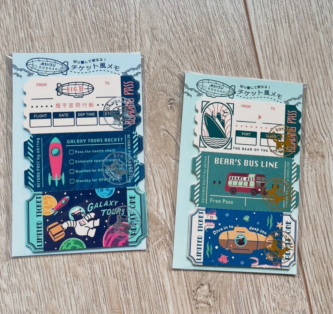 ROKKAKU｜ob1toy 旅行系列票券風燙金便籤