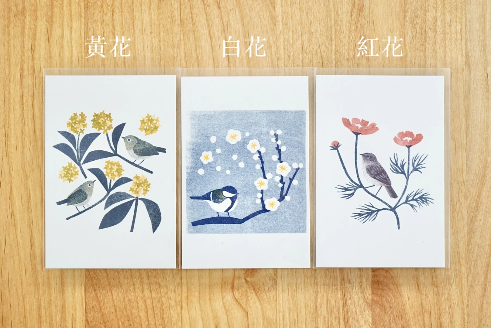 itsuko naka｜鳥與花明信片（直式）