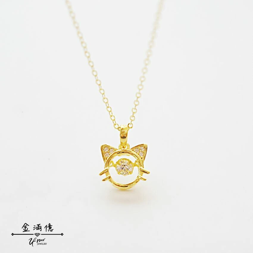 黃金項鍊女款-貓咪造型