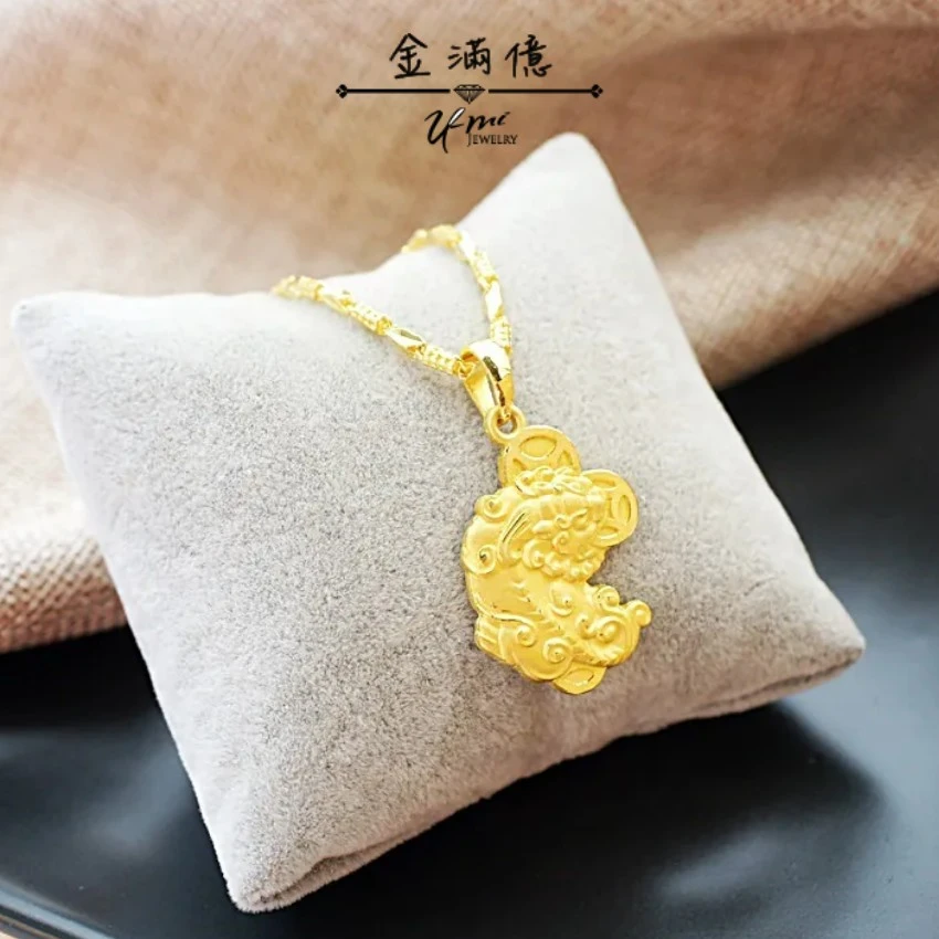 實心咬古錢貔貅-黃金墜子