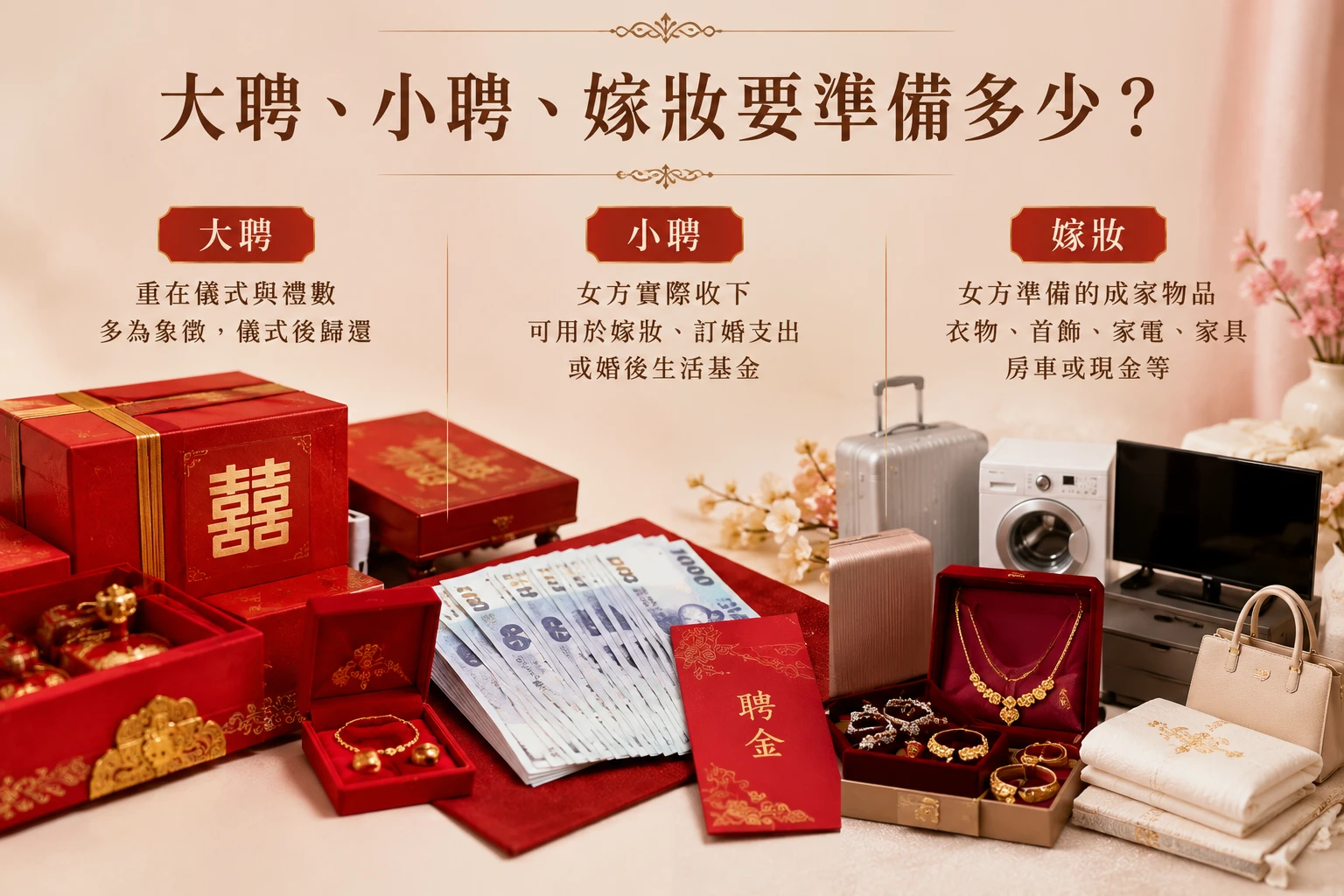 大聘、小聘、嫁妝要準備多少