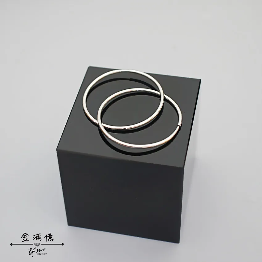 3cm寬簡約圓圈-女生白金耳環|鉑金耳環