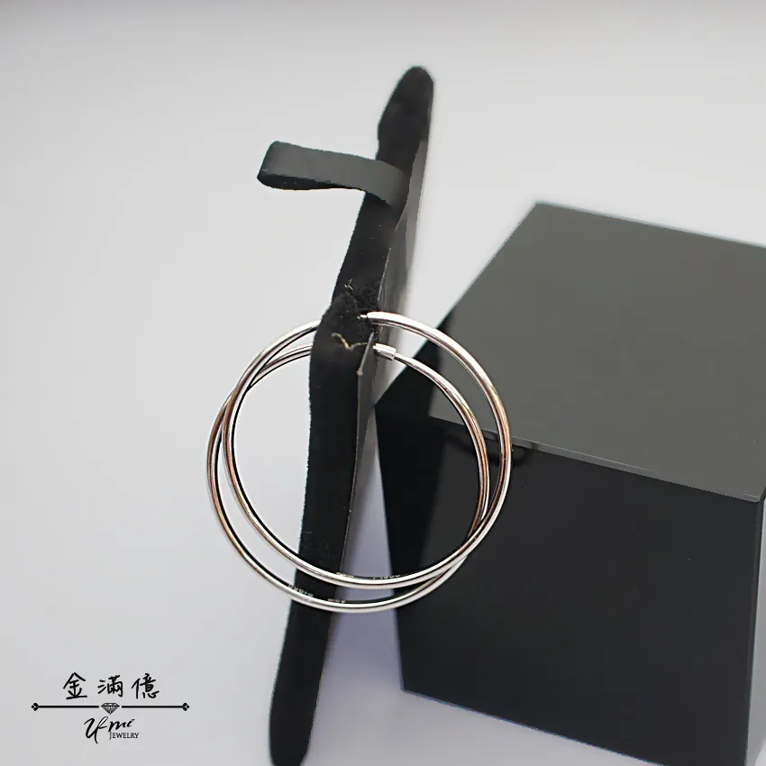 白金耳環-3cm寬簡約圓圈-PT950鉑金耳環_02