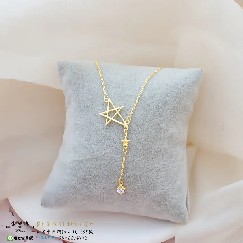 女生黃金項鍊-閃亮五芒星-黃金小套鍊_02