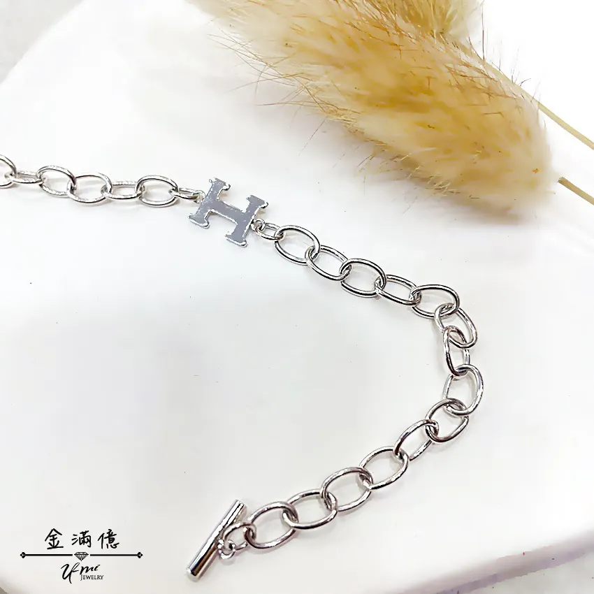白金手鍊-H造型T扣-女生白金手鍊_02