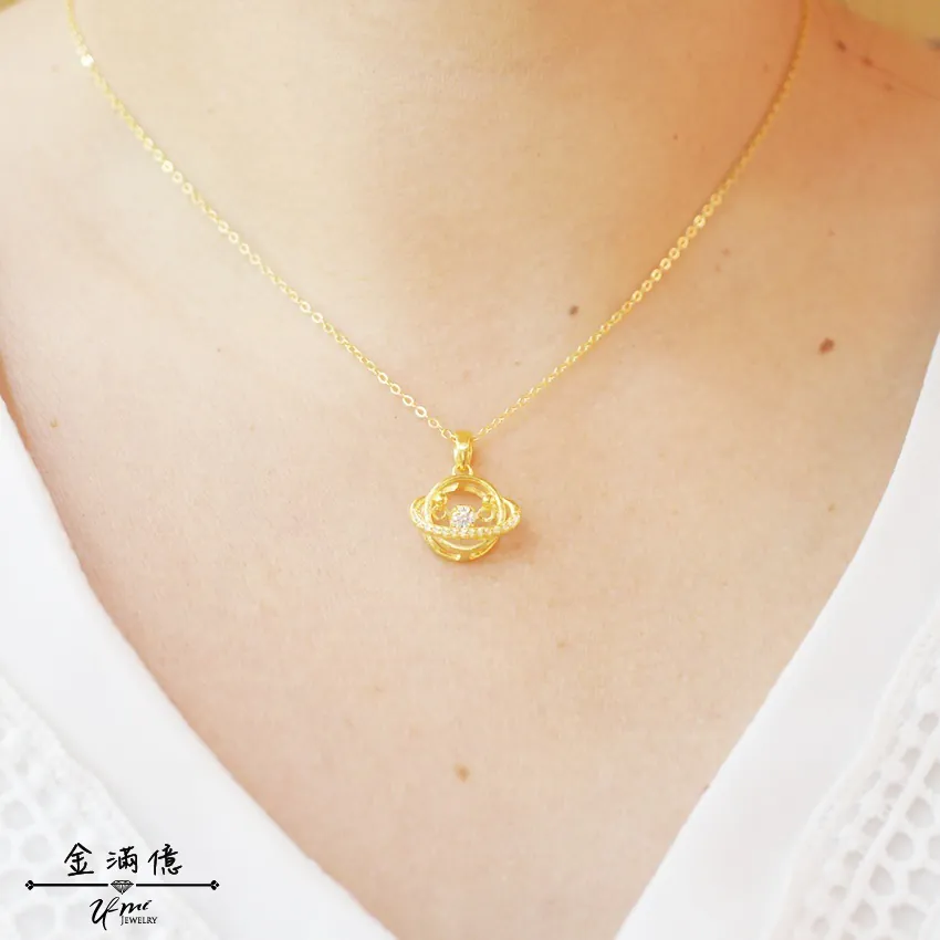 晃動鑽石-星球造型黃金墜子- 黃金項鍊_03