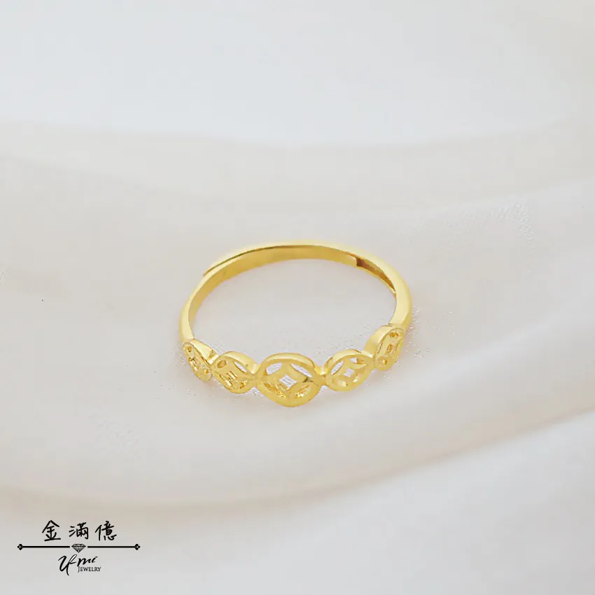 亮面古錢造型-黃金戒指｜女生金戒指