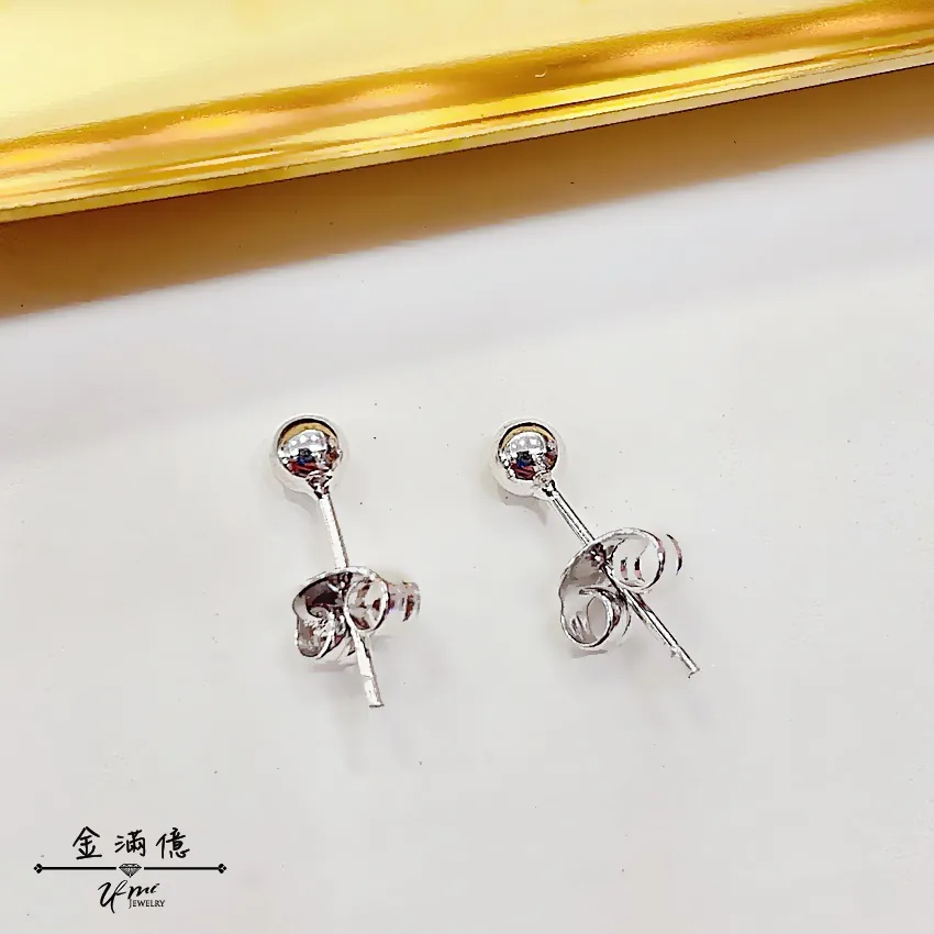 光面珠珠-女生白金耳環|鉑金耳環