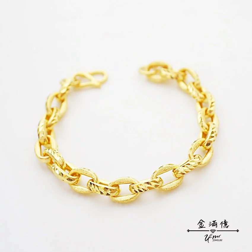 黃金手鍊-潮流刻花圈圈-黃金男生手鍊_02