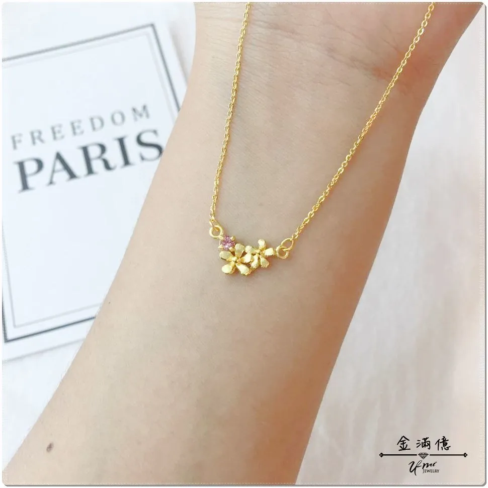 黃金小套鍊-小花閨蜜- 黃金女生項鍊_02