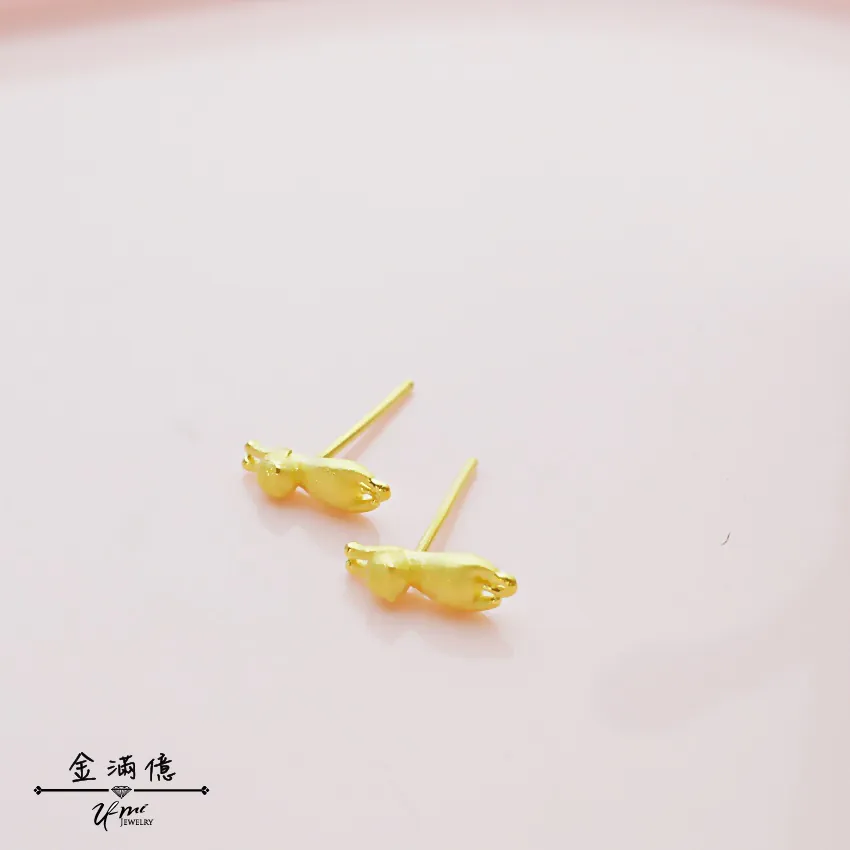 黃金耳環-小萌貓-黃金女生造型耳環_02