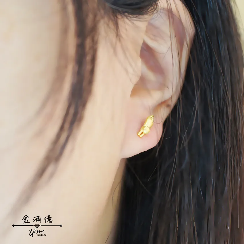 黃金耳環-小萌貓-黃金女生造型耳環_03