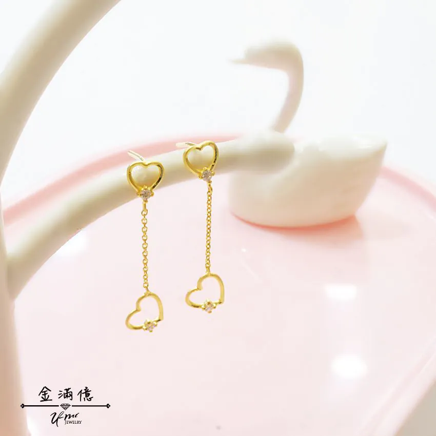 黃金耳環-搖曳愛心-黃金女生造型耳環_01