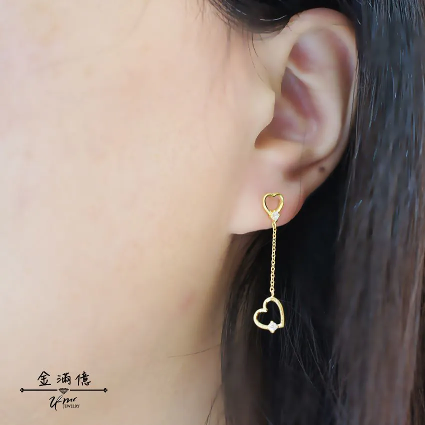 黃金耳環-搖曳愛心-黃金女生造型耳環_03