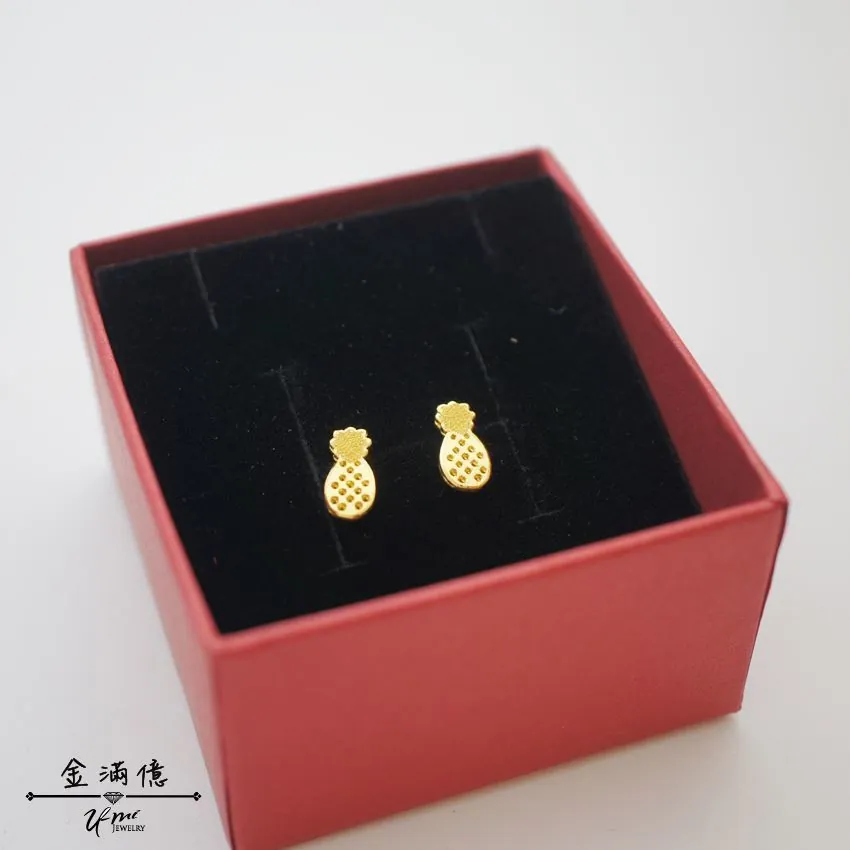 旺旺鳳梨-黃金耳環-耳針式耳環