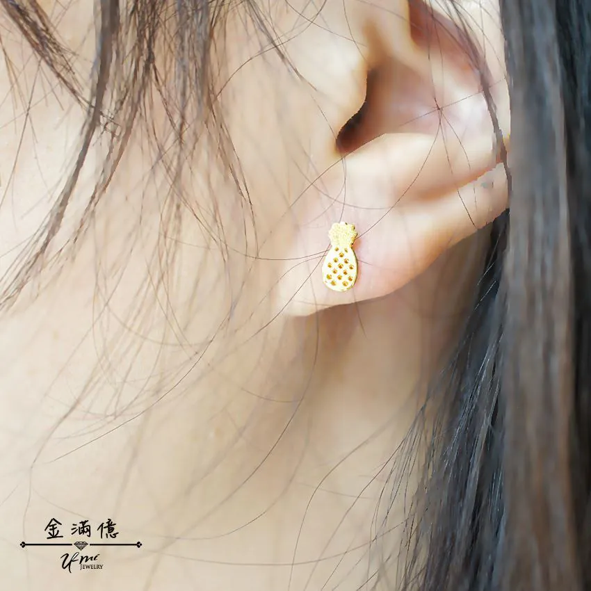 黃金耳環-旺旺鳳梨-黃金女生造型耳環_03