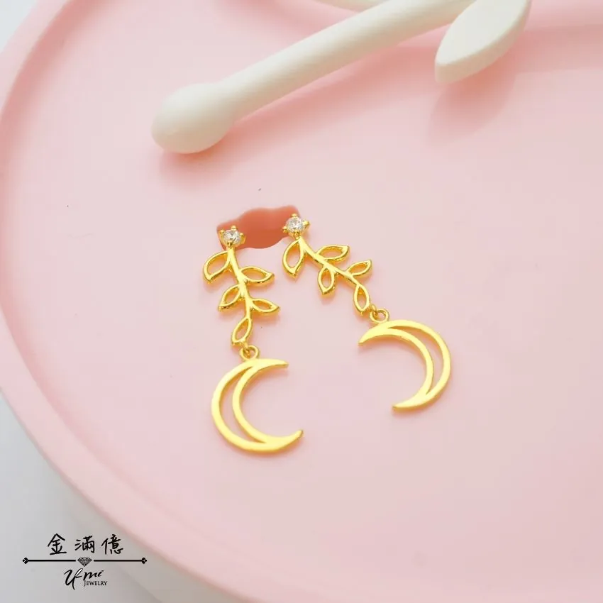 黃金耳環-月光下的枝枒-黃金女生造型耳環_03