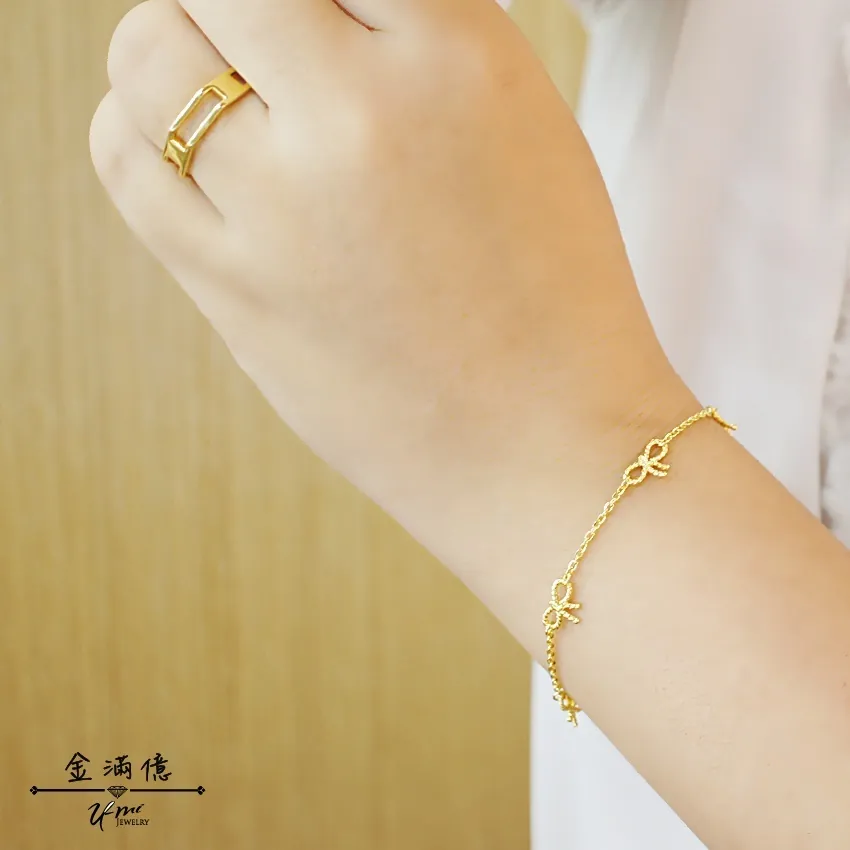黃金手鍊-戀戀蝴蝶結-黃金女生手鍊_03