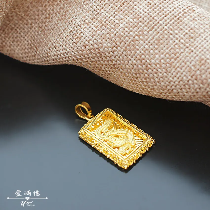 經典雷射光龍牌-黃金墜子- 男生黃金項鍊_03