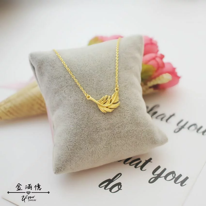 黃金項鍊-輕飄羽毛-黃金小套鍊_02