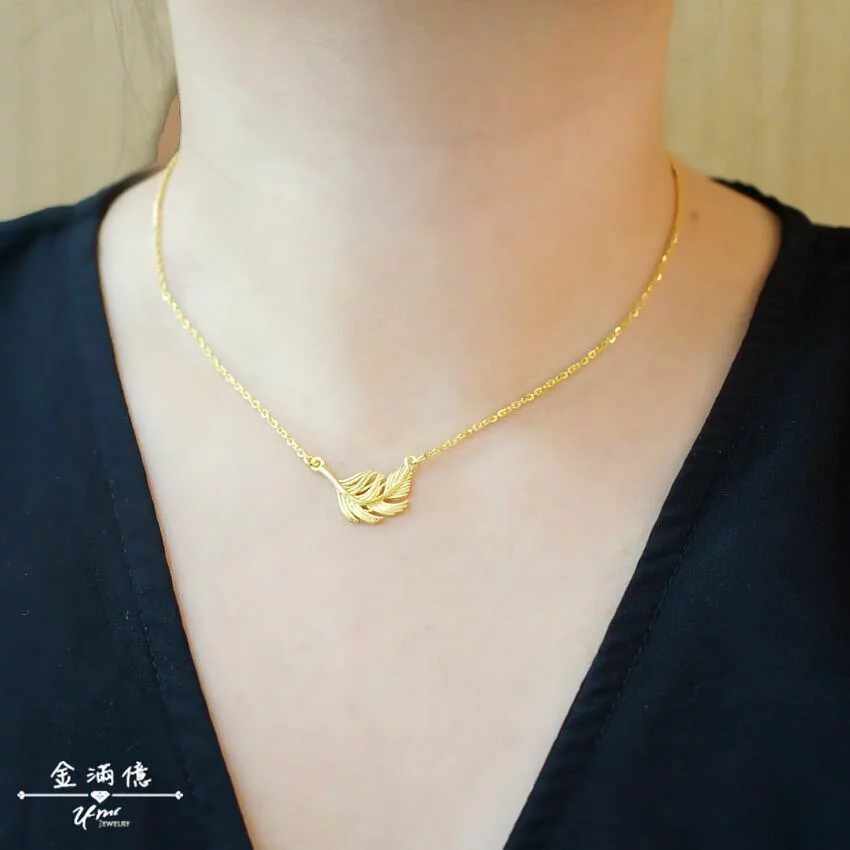 黃金項鍊-輕飄羽毛-黃金小套鍊_03