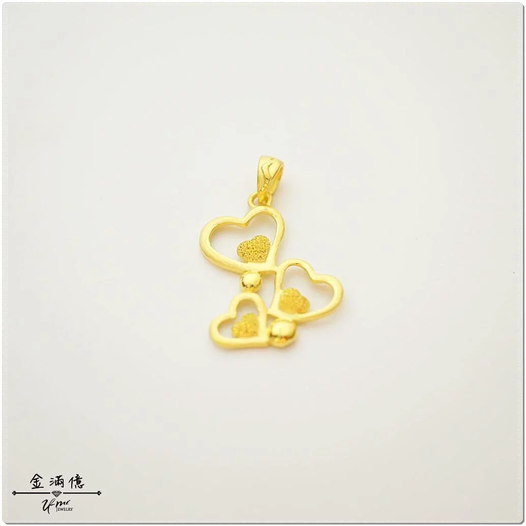 黃金墜飾-心心相連- 女生黃金項鍊_01