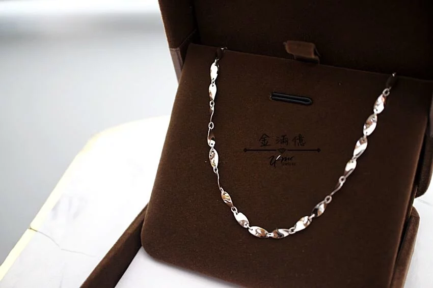 鉑金小套鍊-亮片扭轉造型- 白金項鍊_01