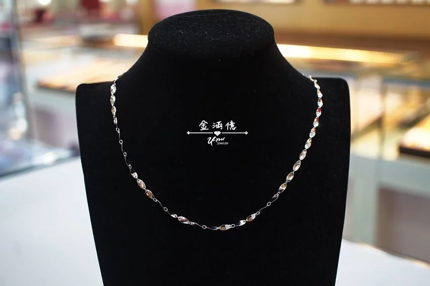 鉑金小套鍊-亮片扭轉造型- 白金項鍊_03