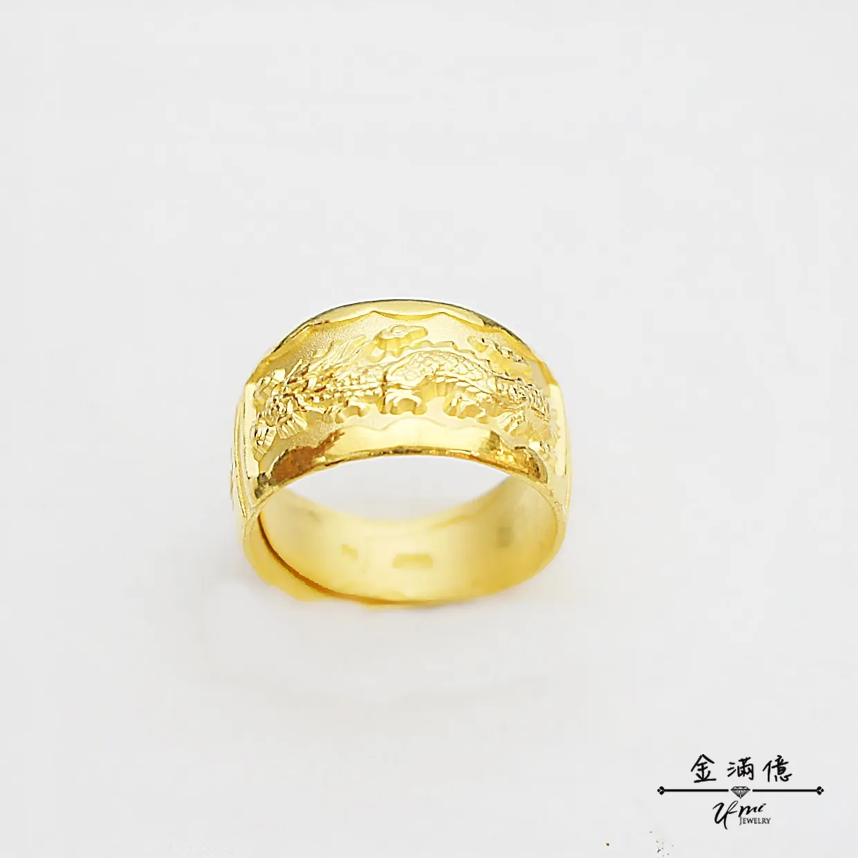 寬版龍紋 - 黃金戒指 - 男生戒指