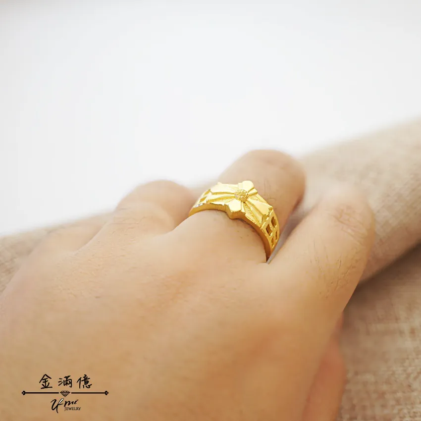 黃金戒指-十字勇士-黃金男生戒指_03