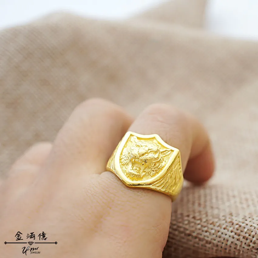 黃金戒指-盾形虎戒-黃金男生戒指_03