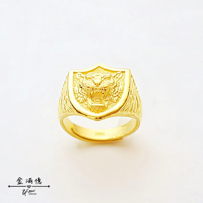 黃金戒指-盾形虎戒-黃金男生戒指_01