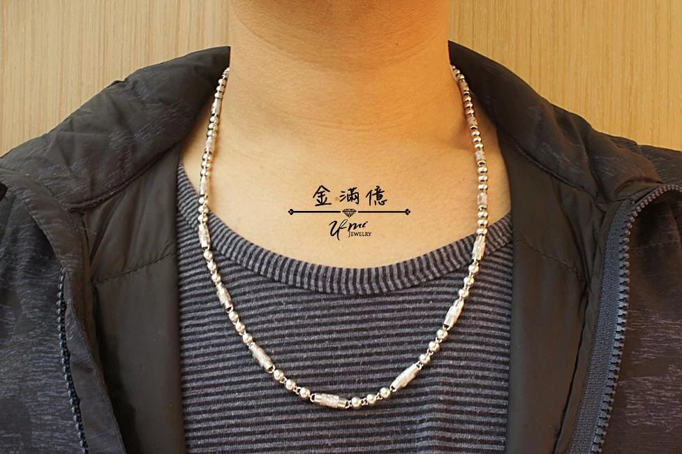 時尚圓管鑽砂珠-男生白金項鍊-鉑金項鍊|金滿億銀樓-03
