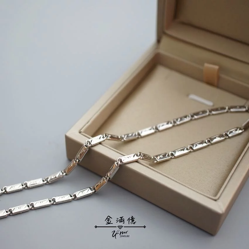 光面簡約扁鍊造型-男生白金項鍊-鉑金項鍊|金滿億台南銀樓-02