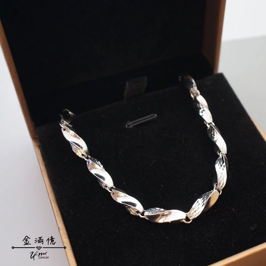 刻花立體扭轉-男生白金項鍊|鉑金項鍊