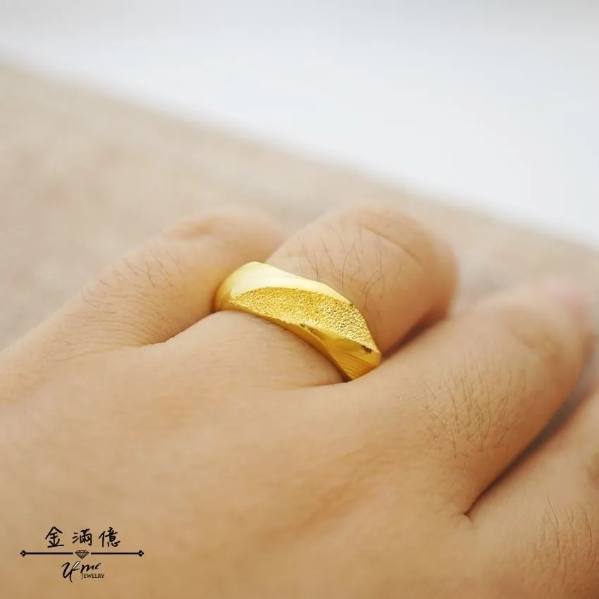 黃金戒指-立體鑽紗條紋-黃金男生戒指_03