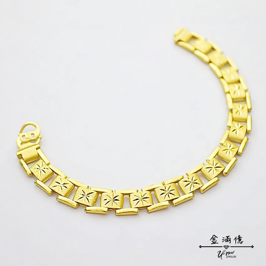 平面刻花錶帶感-黃金手鍊 |男生手鍊